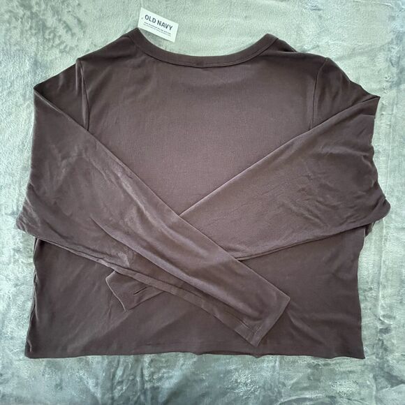 Old Navy Shirt 3XL Brown Ultralite Knit Top Go-Dry Cropped Basic Layer Casual - Picture 7 of 8